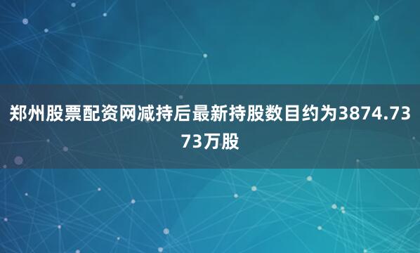 郑州股票配资网减持后最新持股数目约为3874.7373万股